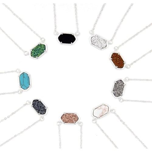 2020 Hot Selling Small Geometric Druzy Stone Inlay Classic Mini Geometric Claw Quartz Choker Necklace Women Fashion Wholesale