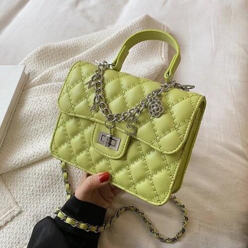 Small Quilted PU Leather Crossbody Bag with Short Handle for Women 2021 Summer Lady Purse and Handbag Trends Luxury Quality