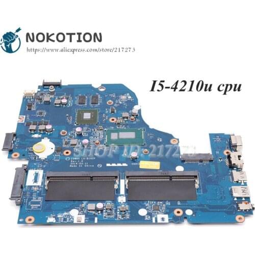 NOKOTION For Acer aspire E1-572 E1-572G Laptop Motherboard Z5WAH LA-B162P NBMLC11004 Main Board I5-4210U CPU HM86 820M gpu DDR3L