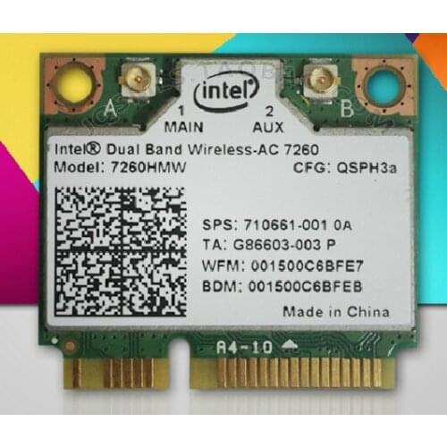 SSEA New Card for Intel Dual Band Wireless-AC 7260 7260HMW 802.11ac MINI PCI-E Card 2.4G/5G Dual Band 2x2 WiFi + Bluetooth 4.0