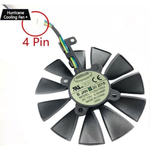 New 87MM Everflow T129215SU DC 12V 0.5AMP 4Pin 4 Wire Cooling Fan for ASUS GTX980Ti R9 390X 390 GTX1070 Graphics Card Fan