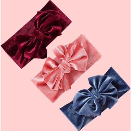New Autumn Winter Soft Baby Boys Girls Velvet Headbands Kids Toddler Solid Cute Bow Headbands Hair band Accessories