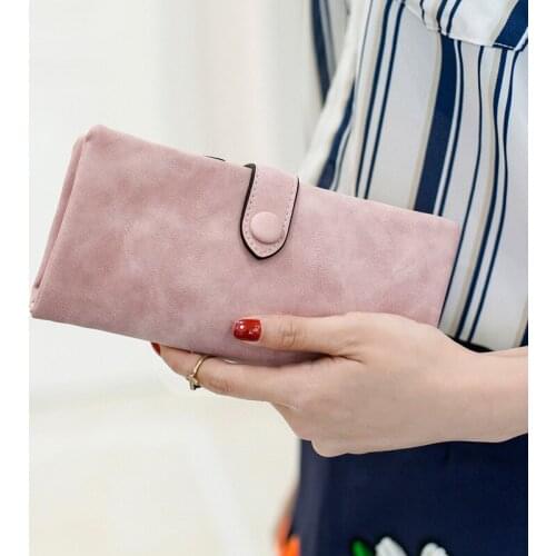 New multi-card position frosted wallet female long Korean version students simple hand purse purse