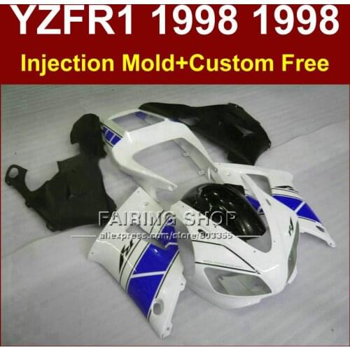 OD7C Injection fairings kit for YAMAHA YZF R1 YZF1000 98 99 R1 blue white motorcycle EXUP fairings 1998 1999 YZF R1 OD6C