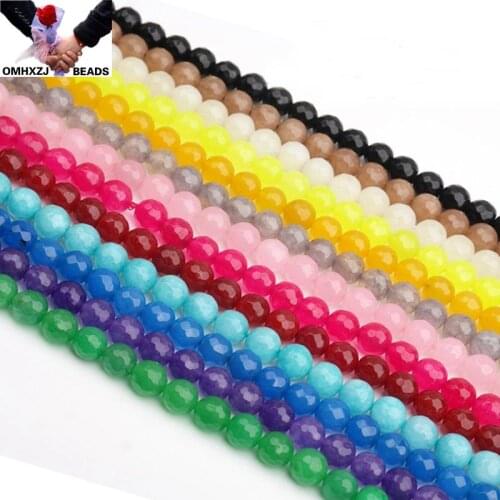 OMH Wholesale JD45 8mm Natural Jewelry DIY Making Bracelet Necklace Natural Colorful Chalcedony Loose Spacer Faceted Round Beads