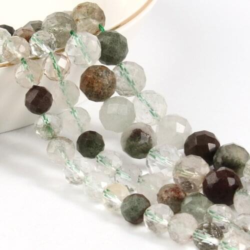 Wholesale AAA+ Natural Faceted Green Ghost Quartz Stone Beads For jewelry Making DIY Necklace Bracelet 6mm 8mm 7.5inche