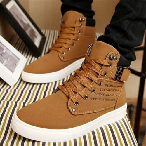 Autumn winter new style large size mens shoes high-top retro casual lace-up mens riding boots fashion sports mens loafers