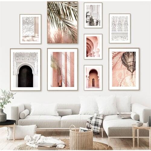 Palm Leaf Morocco Door Canvas Poster Arabic Islamic Architecture Wall Painting Muslim Print Wall Art Pictures Living Room Decor