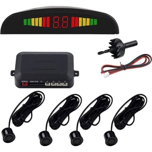 Parking Sensor Car Parking Kit Buzzer 22mm 4 Sensors Reverse Backup Radar Sound Alert Indicator Probe System Backlight Display