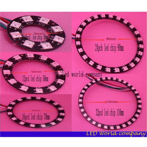 WS2812B pixel Ring 1 8 12 16 24 32 40 48 60 93 241 LEDs WS2812 SK6812 5050 RGB LED Ring WS2811 ic Built-in RGB DC5V