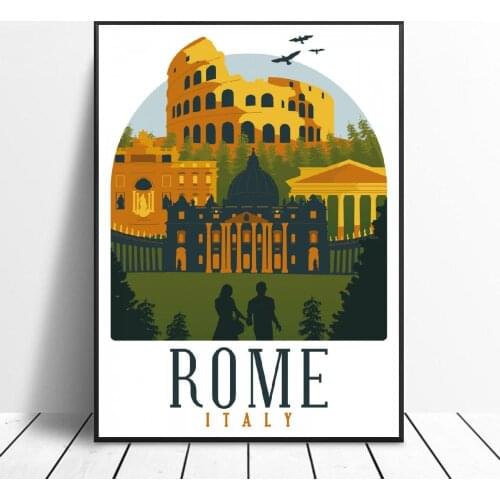 Retro Vintage Rome Art Canvas Poster Home Decoration Painting No Frame