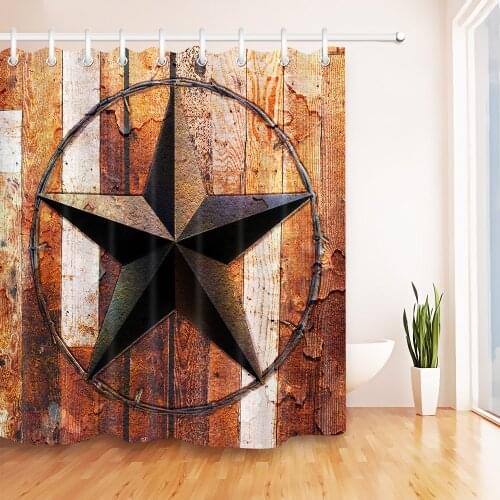 72'' Western Rustic Texas Star Shower Curtain Waterproof Eco-Friendly Bathroom Washable Polyester Fabric for Man Bathtub Decor