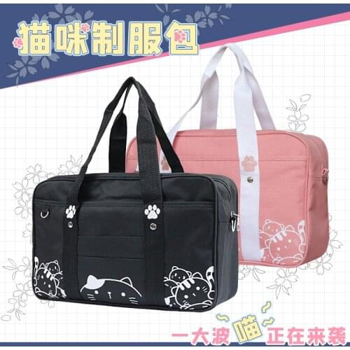 Japanese Kawaii Style Cat JK Uniform Handbag Crossbody Canvas Bag Women Lolita Anime Cosplay School Girls Messenger Shoulder Bag