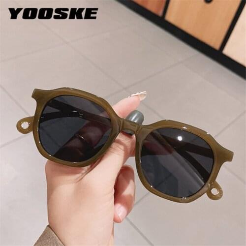 YOOSKE 2021 New Polygon Sunglasses Women Men Luxury Brand Retro Green Sun Glasses Shades for Lady Black Eyewear Designer UV400