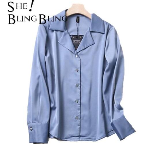 SheBlingBling ZA Women 2021 Office Soft Touch Blouse Vintage Long Sleeve Button-Up Female Shirts Blusas Satin Chic Female Tops