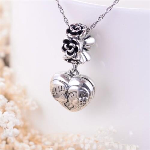 Kissing Lovers Charm For Bracelet Heart Shape Bracelet Bead 925 Sterling-Silver-Jewelry Diy for Womens Christmas Gift S467