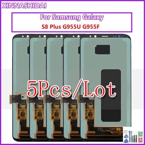 5PCS/AMOLED S8 LCD with frame for SAMSUNG Galaxy S8 G950 G950F Display S8 Plus G955 G955F Touch Screen Digitizer