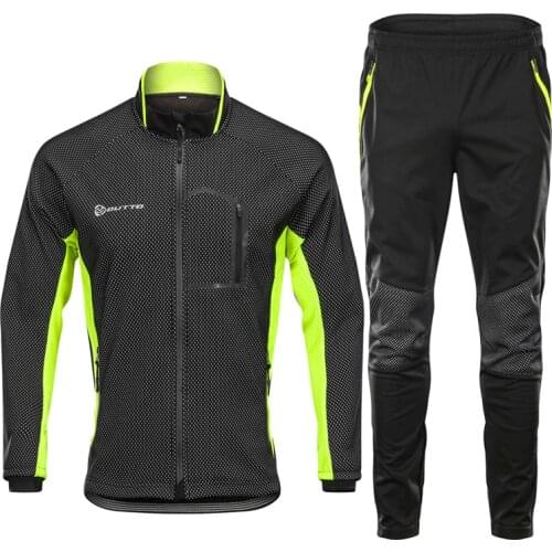 2019 Winter Cycling Pants Set Windproof Thermal Man Bicycle Set Full Sleeve Warm Outdoor Sport Cycling Sets