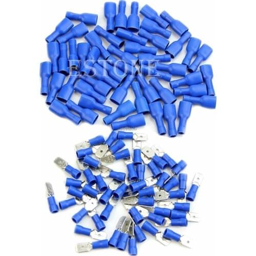 100pcs/set Insulated Spade Electrical Crimp Wire Cable Connector Terminal Kit