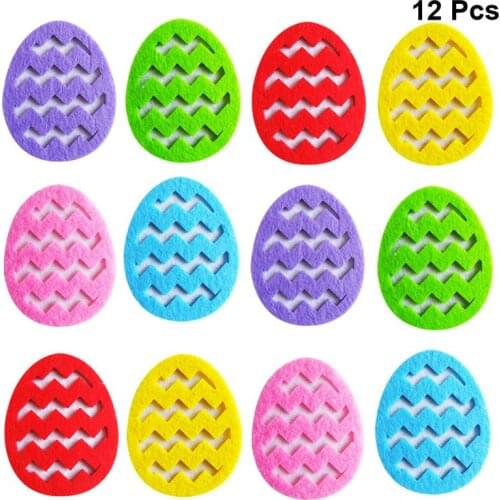 12pcs Nonwoven Easter Egg Decor Colorul Egg Decor for Gift Bag Clothing DIY Apparel Sewing Craft (Random Color)