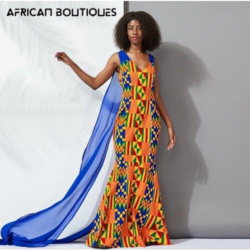 2021 Dashiki African Dresses For Women African Sleeveless Printed Party Dress New Bohemian Robe for Summer