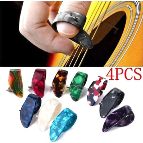 4pcs/Set Guitar Plectrums Sheath For Acoustic Electric Bass Guitar Wholesale Random Color Thumb Finger Guitar Picks