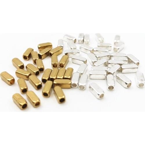 SIXTY TOWFISH 50 Pieces DIY Jewelry Accessories Size 2.5*6mm Brass Materials With Hole Chamfered Beads