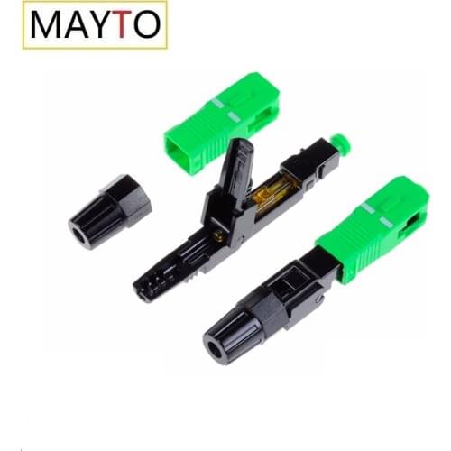 50PCS SC APC fiber optic SC APC Single-mode Fast connector SC APC FTTH Fiber Optic quick Connector Free shipping