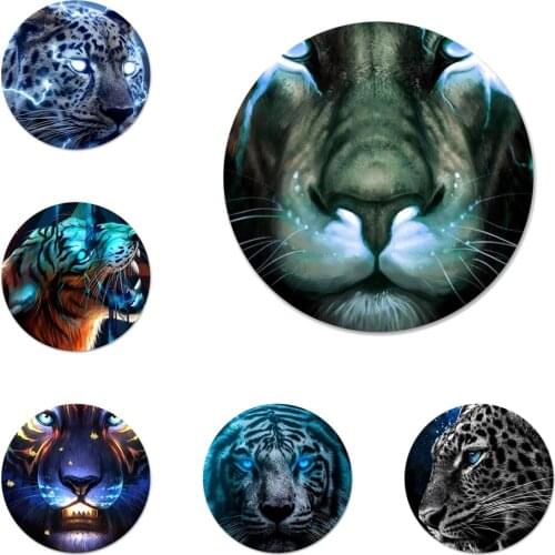 58mm colorful Lion Tiger leopard Wolf Badge Brooch Pin Accessories For Clothes Backpack Decoration gift
