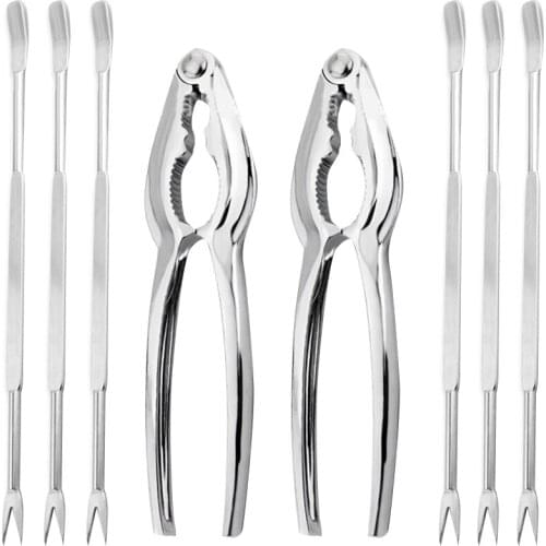 8 Set Stainless Steel Olive Nut Seafood Lobster Forks Picks Sheller