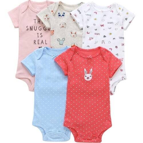 Short Sleeve Bodysuit For Baby Girl Clothes 2021 Summer Newborn Boy set New Born Costume Print Body Suit Clothing 5pcs/lot
