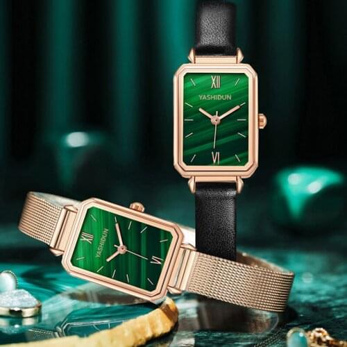 Watch Ladies Ultra-thin Women Watches Top Brand Luxury Fashion Rectangular Small Green Watch Waterproof Quartz Wristwatch