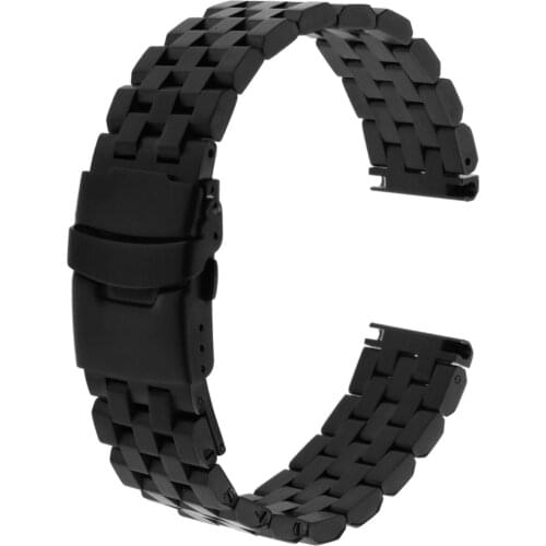 Black Stainless Steel Strap Metal Watch Band Wrist Bracelet Replacement 20mm