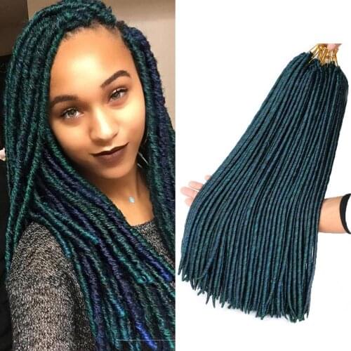 DAIRESS 18" Mix Color Green Faux Locs Crochet Hair Dreadlocks Extension 16Roots Goddess Locs Faux Locs Crochet Braids Hair