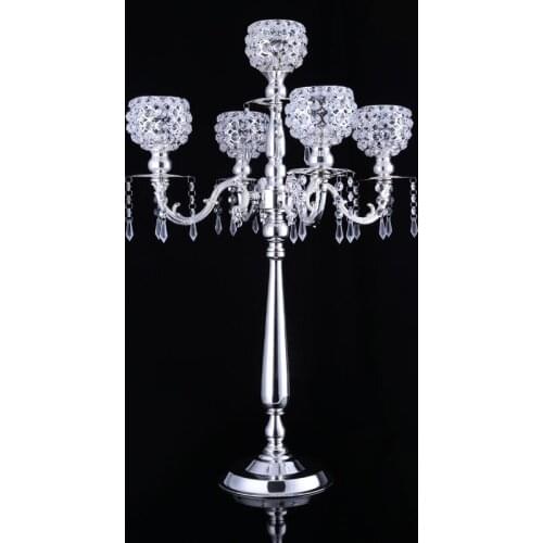 Europe H76cm 5 arm cristal candlestick wedding candle holder metal+crystal candelabra centerpieces candle stands decorativeZT027
