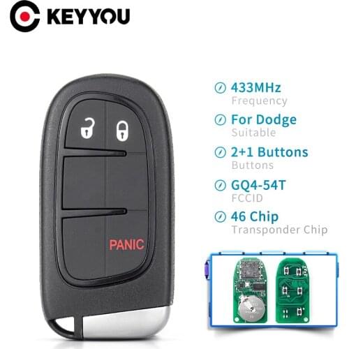 KEYYOU GQ4-54T Smart Remote Car Key For Dodge Ram 1500 2500 3500 2013-2017 Car Remote Key ID46 Chip 433Mhz 3/4/5 Buttons
