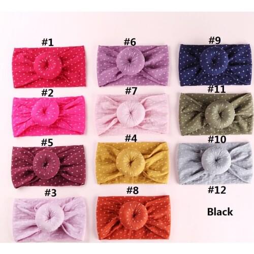 Cute Dot Donut Nylon Headbands Kids Girls Round Wide Head Wrap Turban Nylon Headband Toddler Baby Hair Accessories 11 Colors