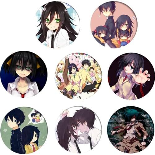 Cartoon Watamote Kuroki Tomoko Cosplay Badge Brooch Pin Anime Accessories For Clothes Backpack Decoration gift