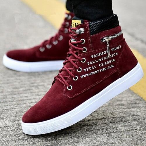 Men Canvas 2020 Fashion High Top Casual Breathable Canvas Lace Up Add High Quality + High Quality Suede Shoes