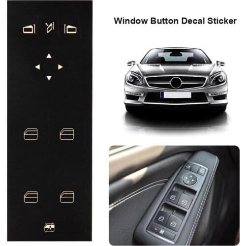 Auto Car Window Button Decal Sticker Matte Black Vinyl Black Window Switch Stickers for MERCEDES-BENZ W204 C250 C300 C350