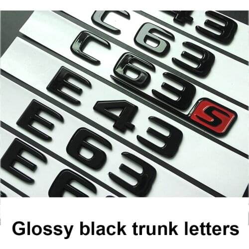 DIY Car Trunk Model Name Sticker Glossy Black Letter Number Emblem for Mercedes Benz A45 C43 C63 C63S E43 E63S S63 S65 GLA43