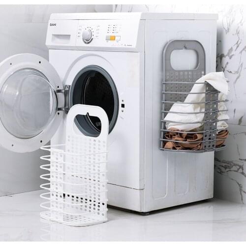 Laundry Hamper Wall-Mounted Laundry Basket Dirty Clothe Storage Basket Washing Machine Rack Drain Organizer Bathroom Accessories