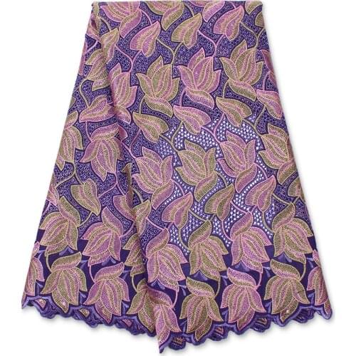 NI.AI African Lace Fabric High Quality Embroidery Cotton 5Yards Swiss Voile Lace In Switzerland For Church Dress 4156B