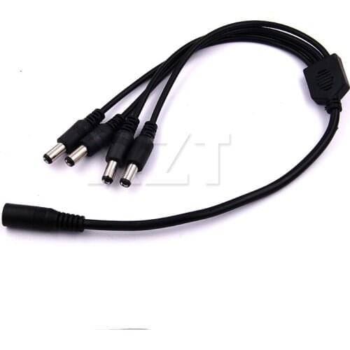 AT Newest Portable 5.5x2.1mm DC Power Cable 1 Female to 4 Male Plug Splitter Adapter for Security CCTV Camera