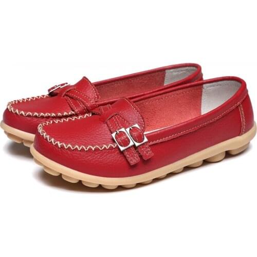 2021 spring and autumn new cowhide soft sole flat shoes for middle-aged and old women