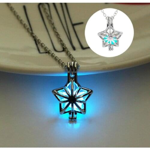 New Luminous Star Pendant Necklaces For Women Men Teens Trendy Creative Fluorescent Hollow Pendant Necklace Fashion Jewelry