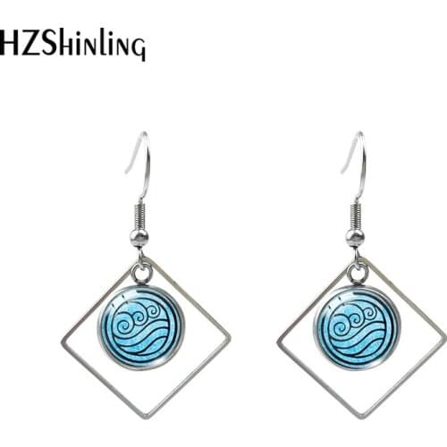 New Avatar The Last Airbender icon printing Rhombus Hook Earrings Glass Cabochon Stainless Steel Jewelry