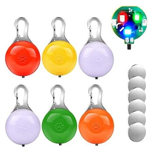 Dog Cat Collar Lights 6PCS Clip-On LED Collars Lights Pet Lights with 3 Flashing Modes Outdoor Decor Decorations Party