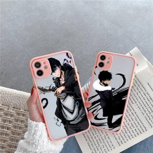 Comics solo leveling cool black Sung Jin-Woo Phone Cases Matte Transparent for iPhone 7 8 11 12 s mini pro X XS XR MAX Plus
