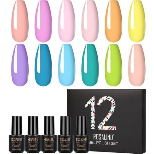 ROSALIND Gel Nail Polish Set Hybrid Varnishes kit Manicure Gel Polish Base Top Coat For Nails Semi Permanent Set Nail Art Design